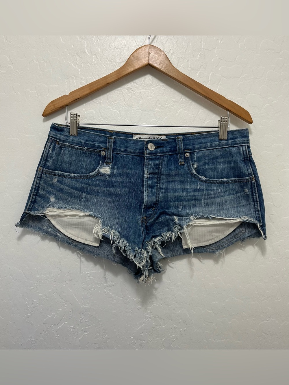 Abercrombie Festival High Rise Distressed Denim Cutoff Shorts Size 10 Micro Mini